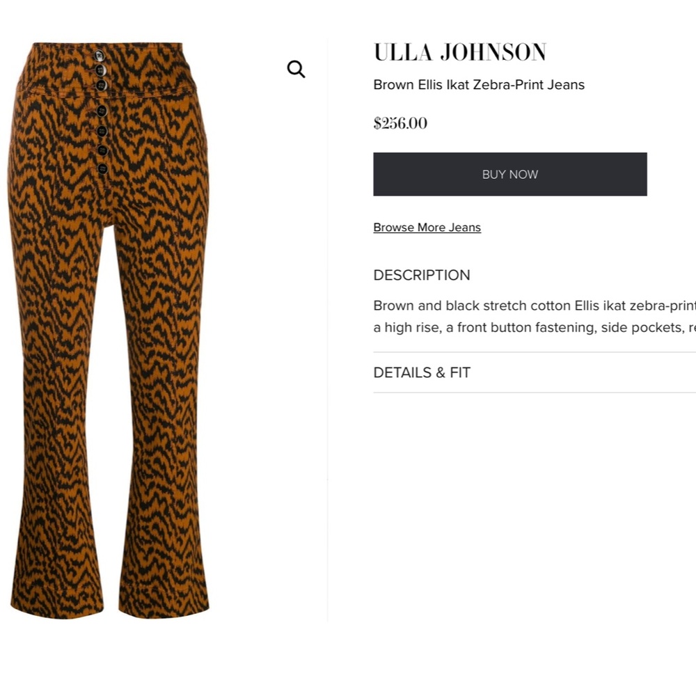 Ulla Johnson Ellis Jeans - Zebra Ikat Print (6) - Picture 4 of 4